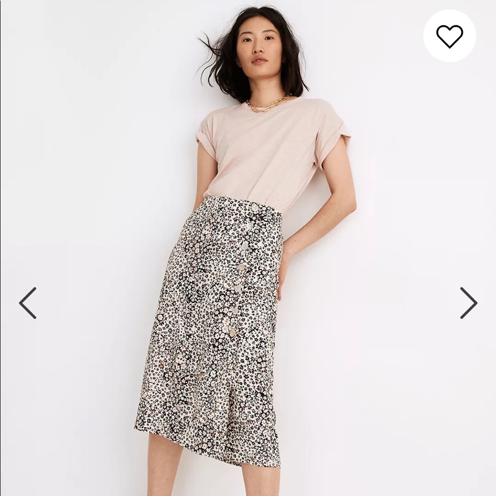 Madewell Side Button Midi Skirt Daisy Groove